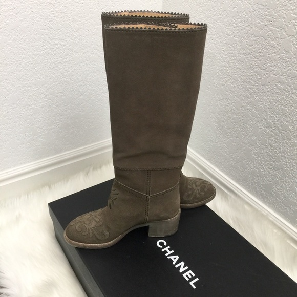 Tall Chanel Suede Boots - Picture 3 of 9